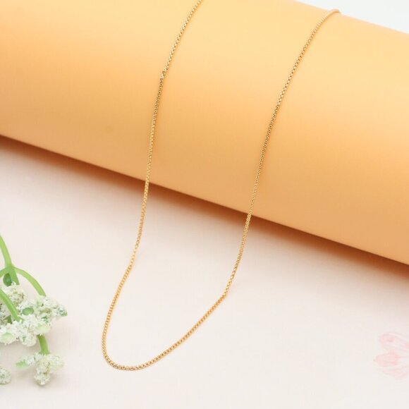 Elegant Rose Gold Plated Brass Necklace Box Chain Design, XPNL0279 - Picture 4 of 12